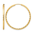 14k Polished and Satin D/C 2.00mm Endless Hoop Earrings