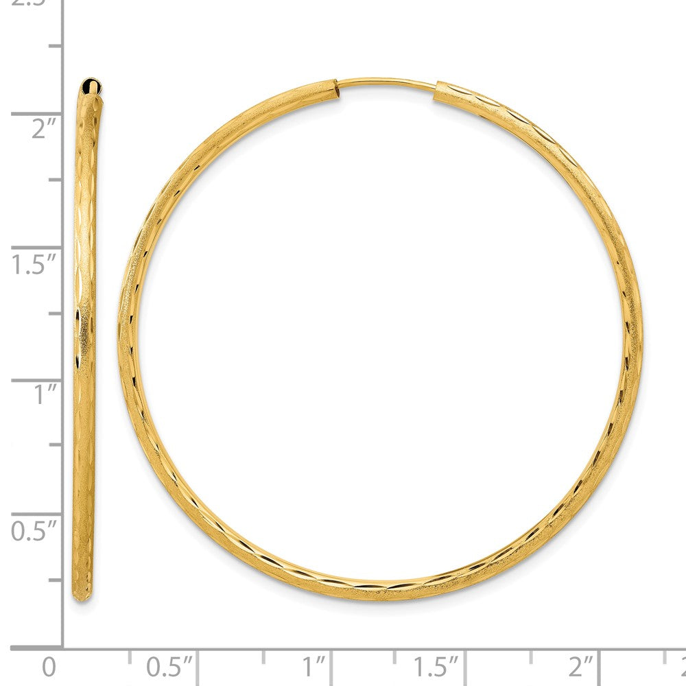 14k Polished and Satin D/C 2.00mm Endless Hoop Earrings