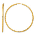 14k Polished and Satin D/C 2.00mm Endless Hoop Earrings