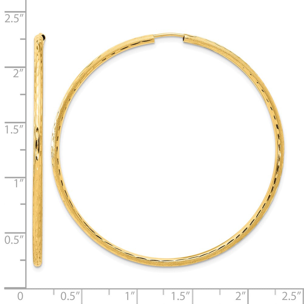 14k Polished and Satin D/C 2.00mm Endless Hoop Earrings