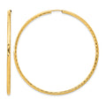 14k Polished and Satin D/C 2.00mm Endless Hoop Earrings