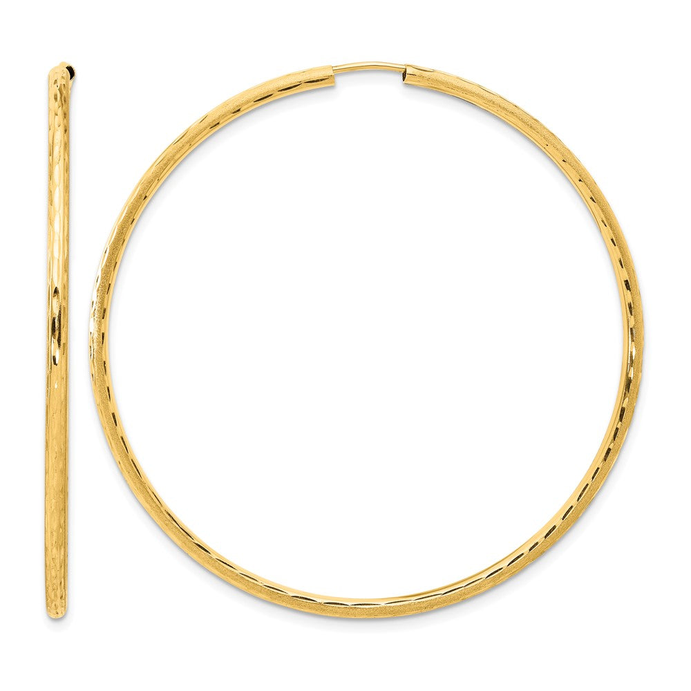 14k Polished and Satin D/C 2.00mm Endless Hoop Earrings