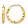 14k Polished and Satin D/C 2.00mm Endless Hoop Earrings