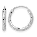 14k White Gold Polished and Satin D/C 2.00mm Endless Hoop Earrings