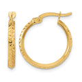 14K Polished and Diamond-cut Knife Edge Hoop Earrings