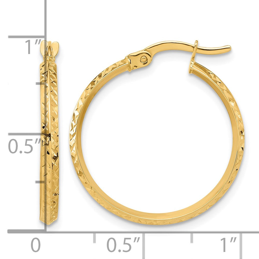 14K Polished and Diamond-cut Knife Edge Hoop Earrings