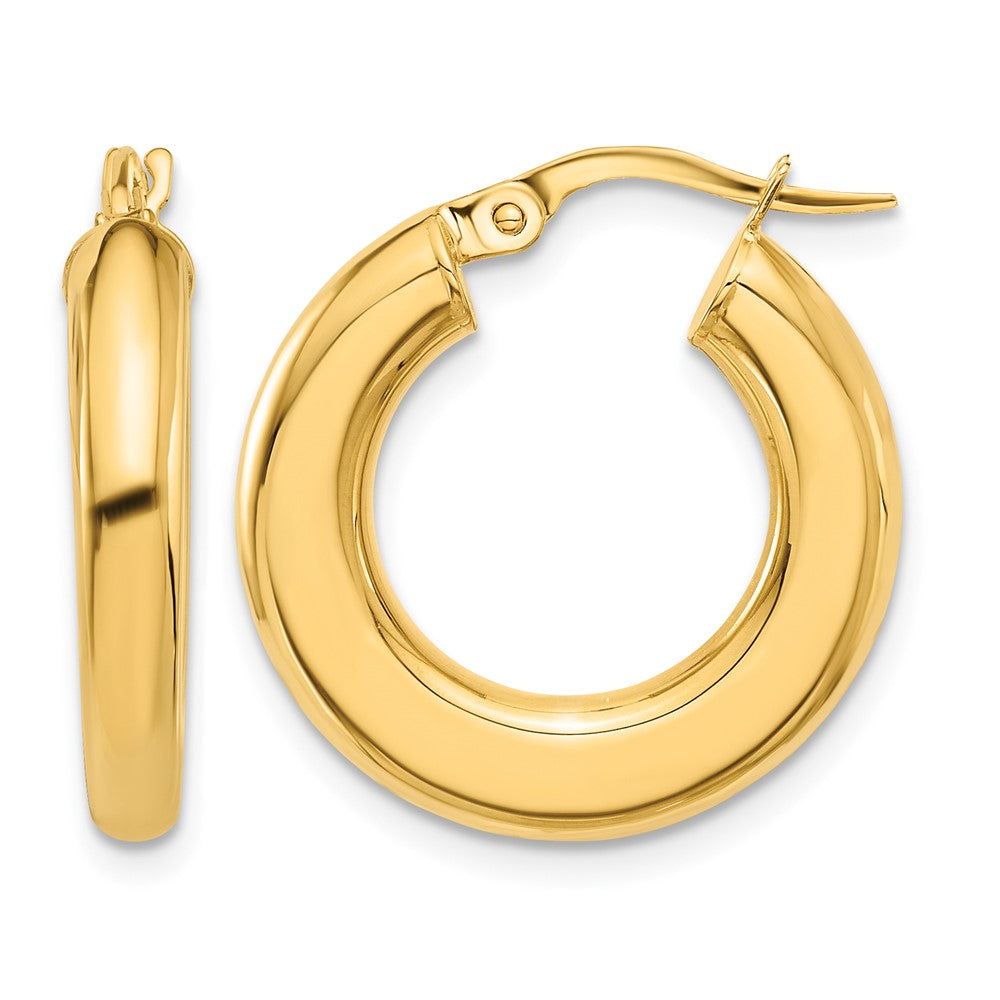 14K Polished Tube Hoop Earrings