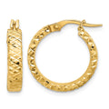 14K Polished 4mm Diamond Cut Hoop Earrings