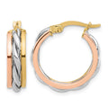 14K Tri-color Polished Hoop Earrings