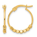 14K Polished Beads Hoop Earrings