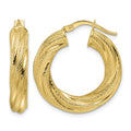 14ky Polished 4.7mm Textured Twist Round Hoop Earrings