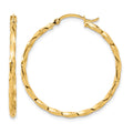 14K Polished and Twisted 1.8mm Hoop Earrings
