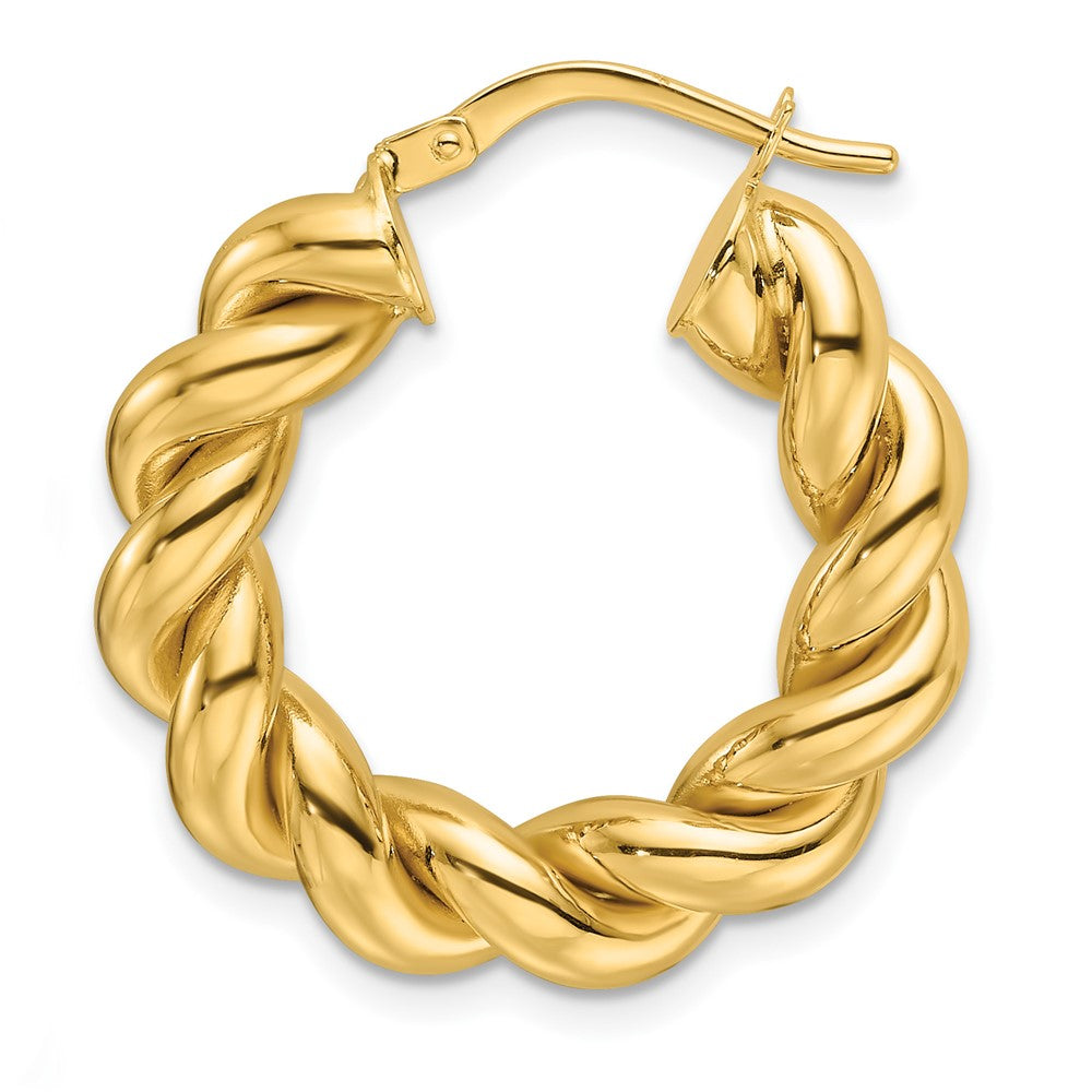 Single 14ky Polished 5.3mm Hollow Twisted Round Hoop Earring