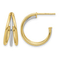 14K Two-tone Polished Multi Row Hoop Post Earrings