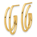 14K Polished Oval /Double Strand J-Hoop Post Earrings