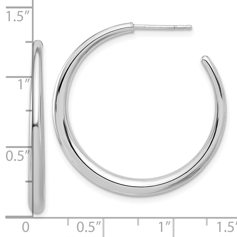 14k White Gold Polished Hoop Post Earrings