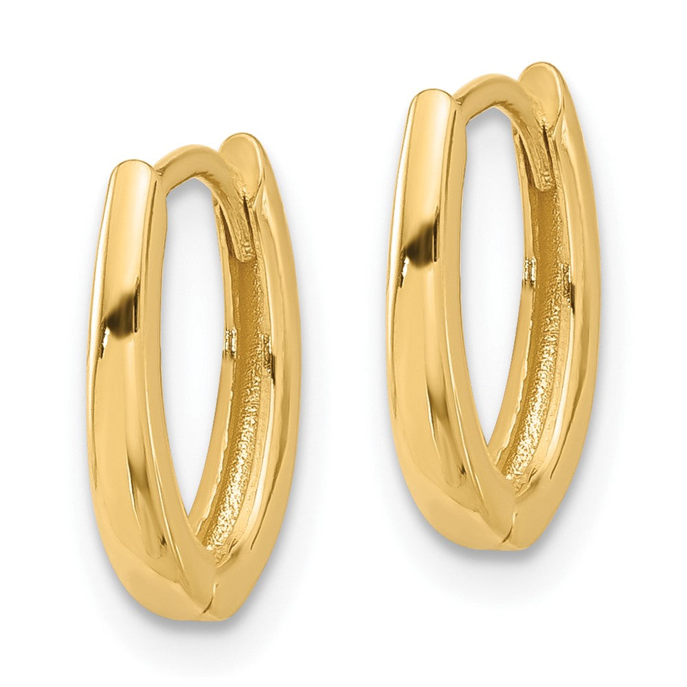 14K Polished Oval Hinged Hoop Earrings