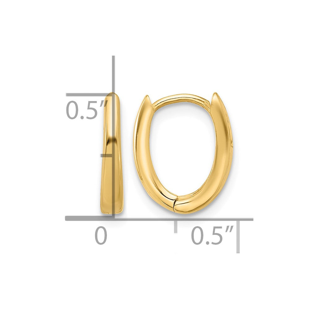 14K Polished Oval Hinged Hoop Earrings
