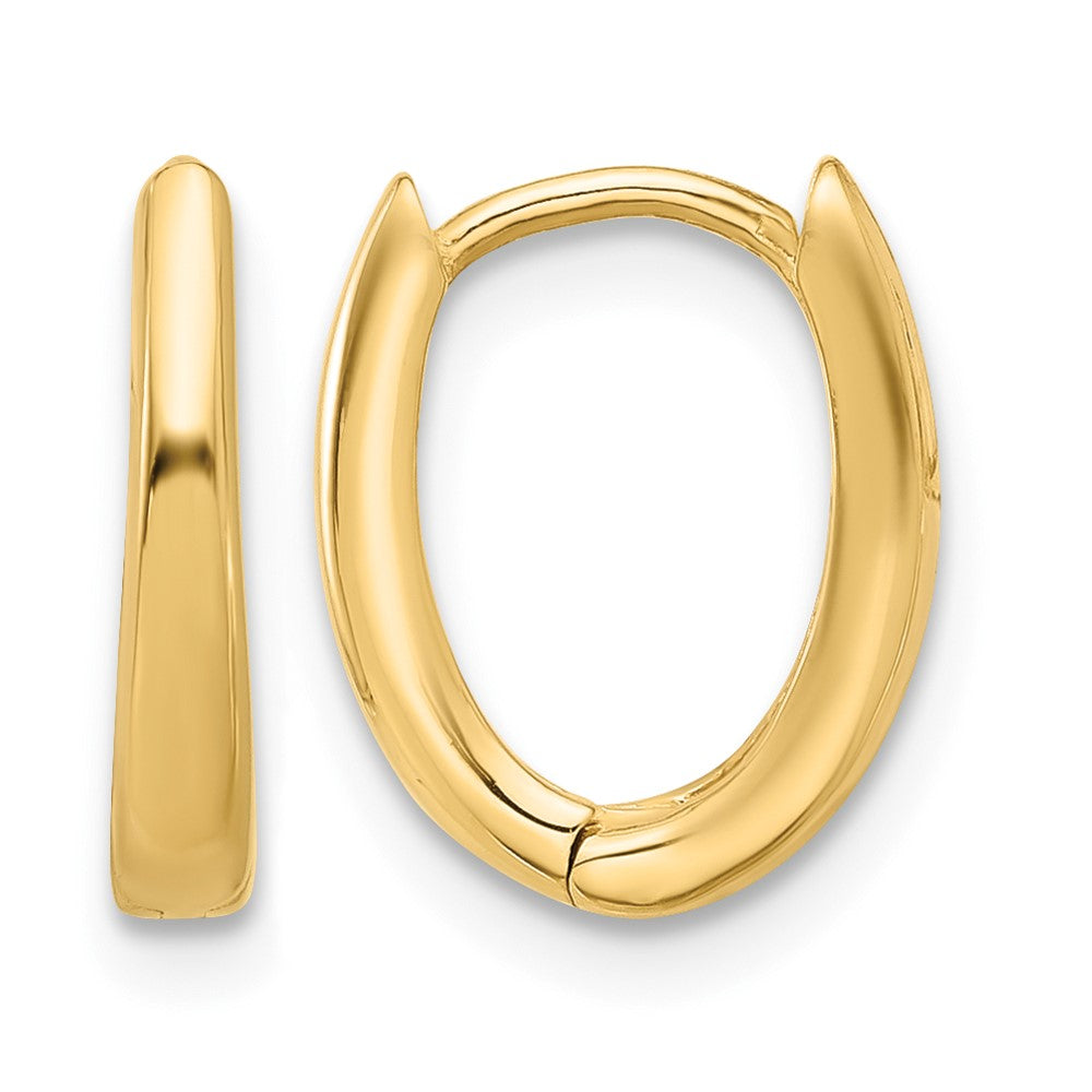 14K Polished Oval Hinged Hoop Earrings