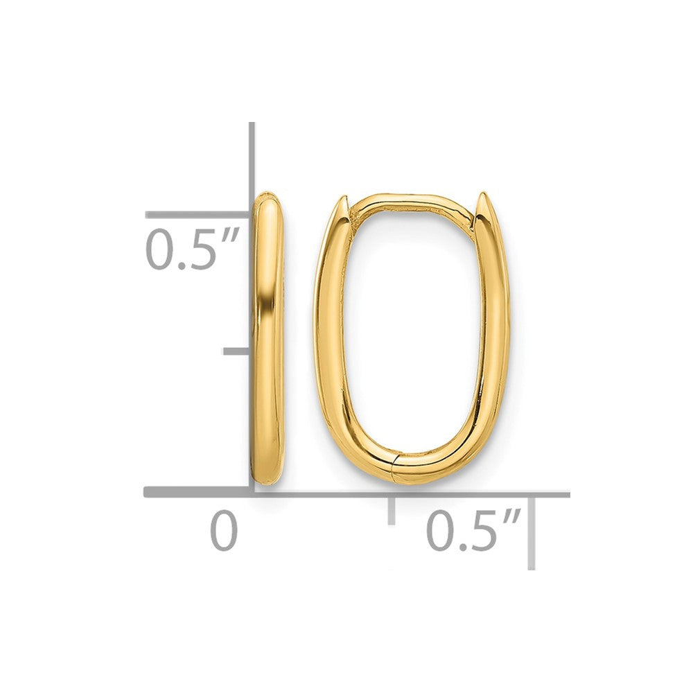 14K Polished Oval Hinged Hoop Earrings
