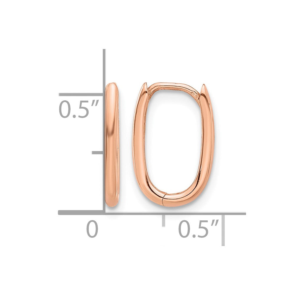 14K Rose Gold Polished Oval Hinged Hoop Earrings