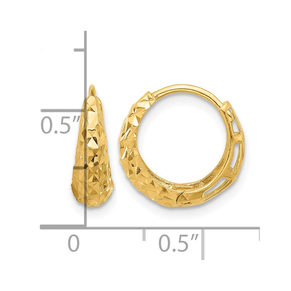 14K Polished Diamond-cut Hoop Earrings