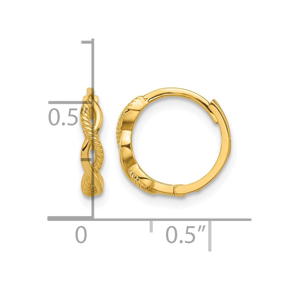 14K Polished and Textured Braided Hinged Hoop Earrings