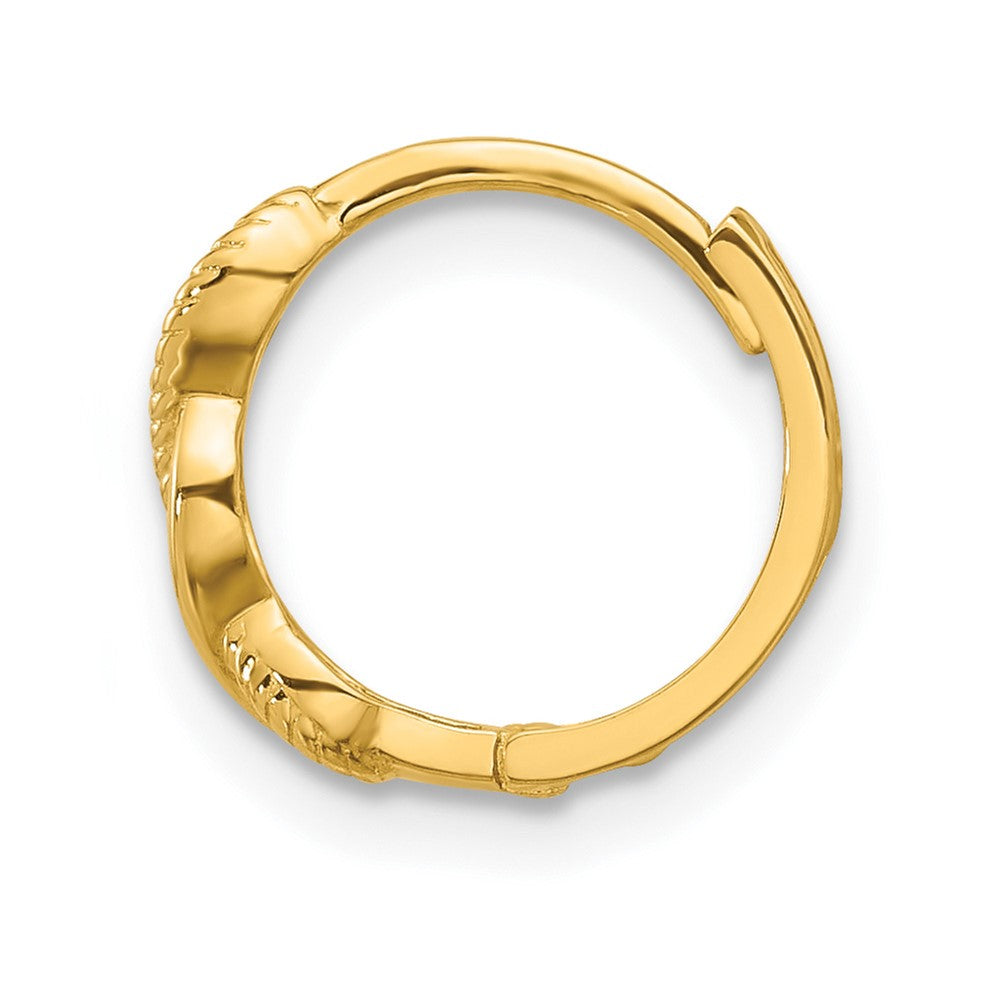 Single 14K Polished and Textured Braided Hinged Hoop Earring