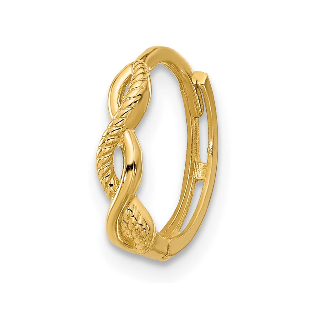 Single 14K Polished and Textured Braided Hinged Hoop Earring