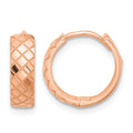 14K Rose Gold Polished and Etched Hinged Hoop Earrings