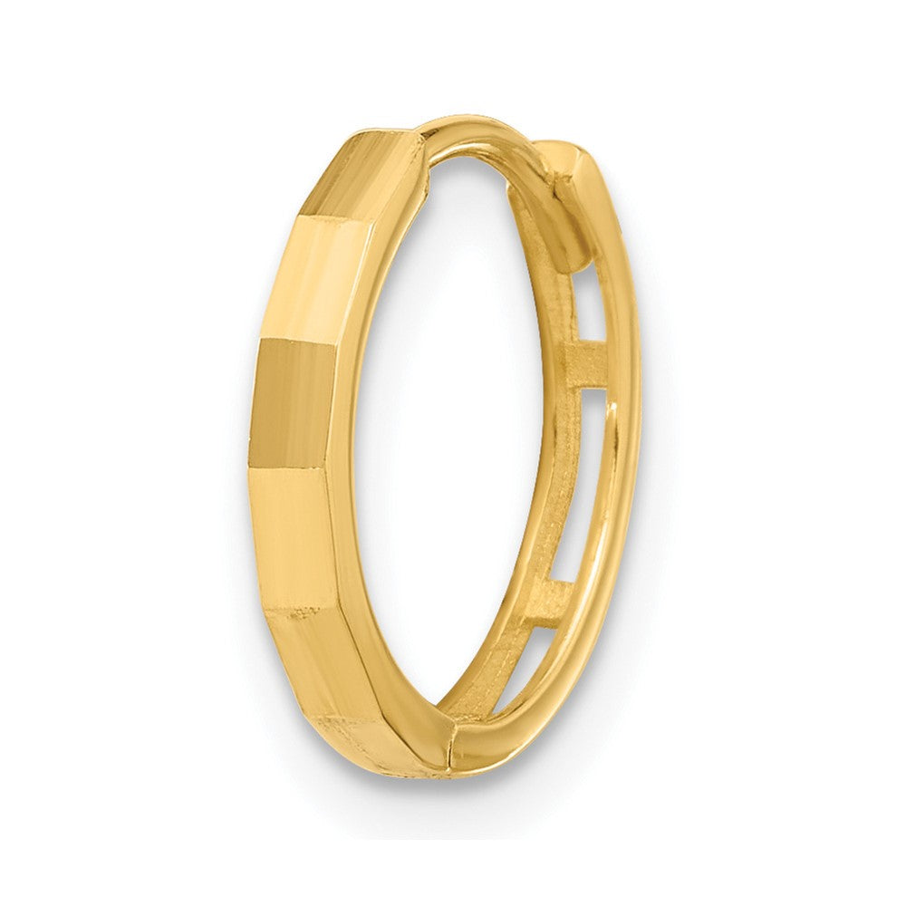 Single 14K Polished and Diamond-cut Hinged Hoop Earring
