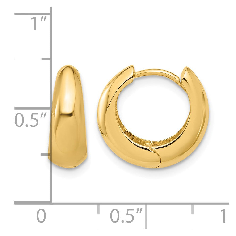 14K Polished Hinged Huggie Hoop Earrings