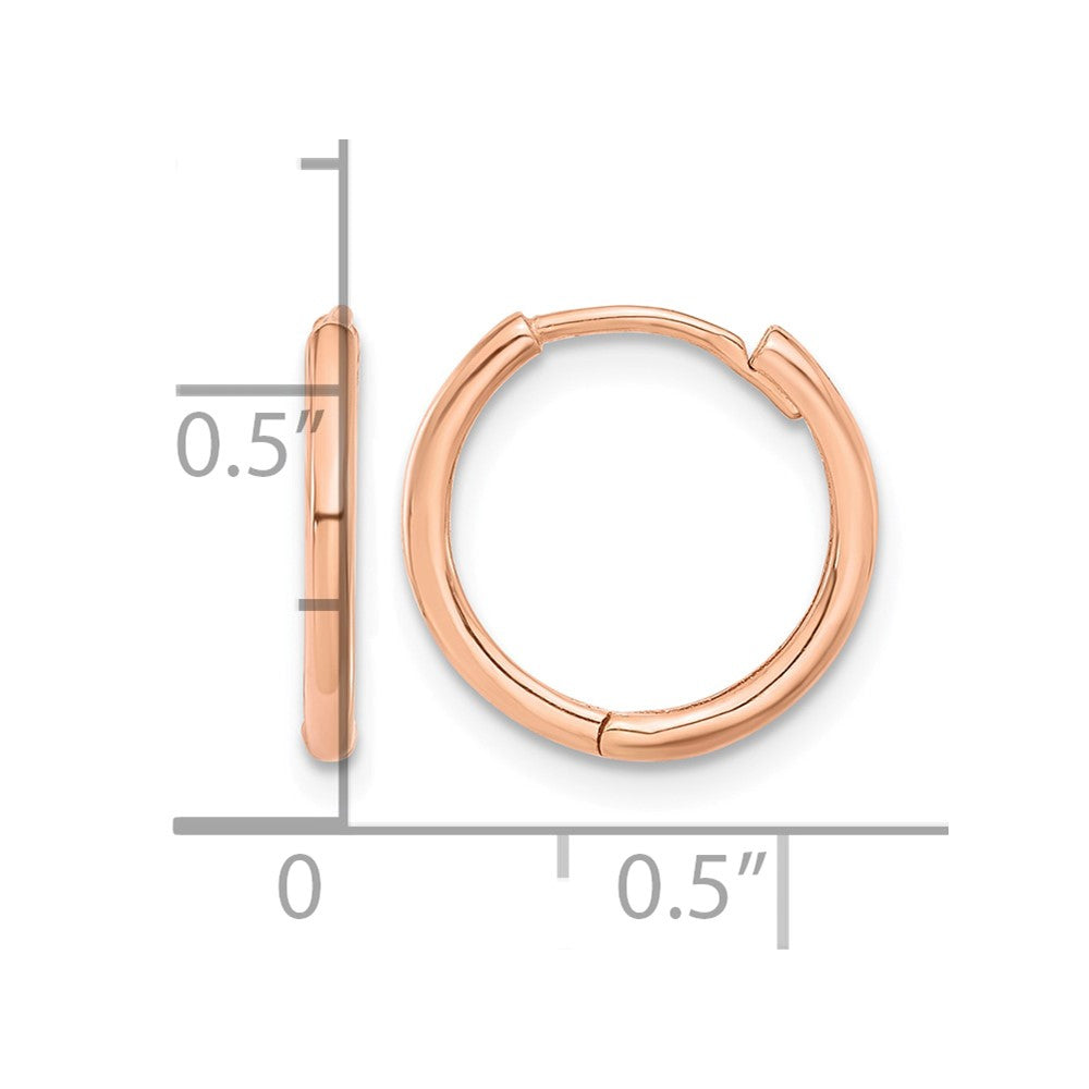 14K Rose Gold Polished Hinged Hoop Earrings