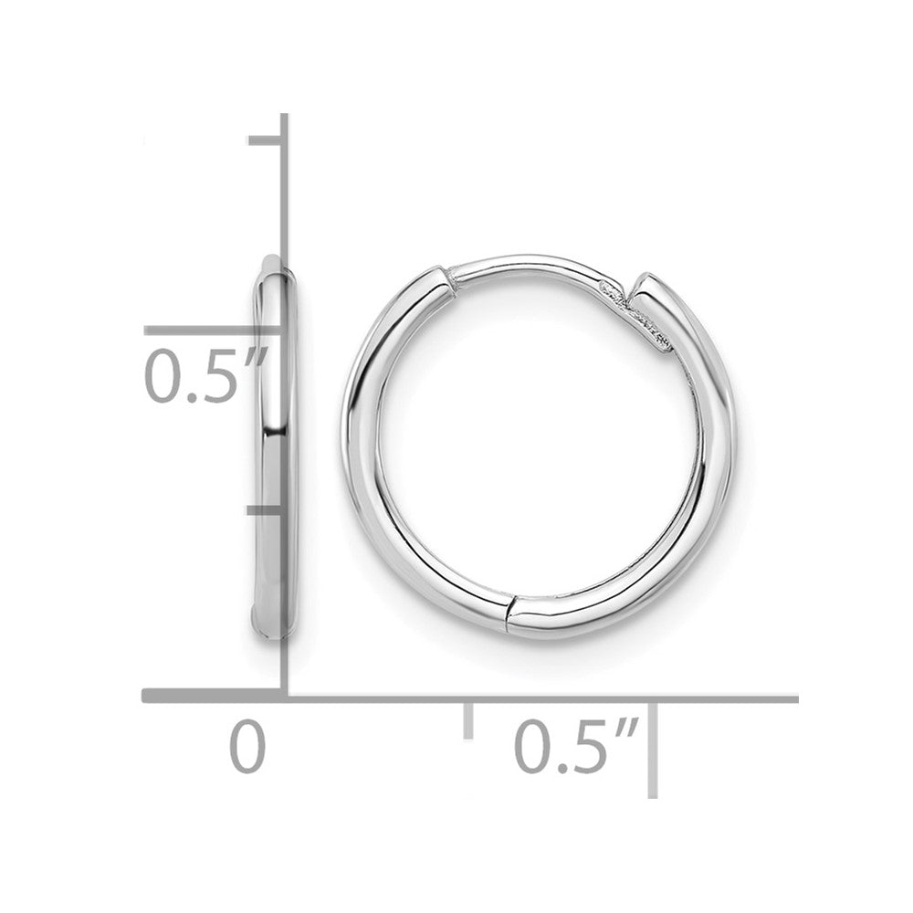 14K White Gold Polished Hinged Hoop Earrings