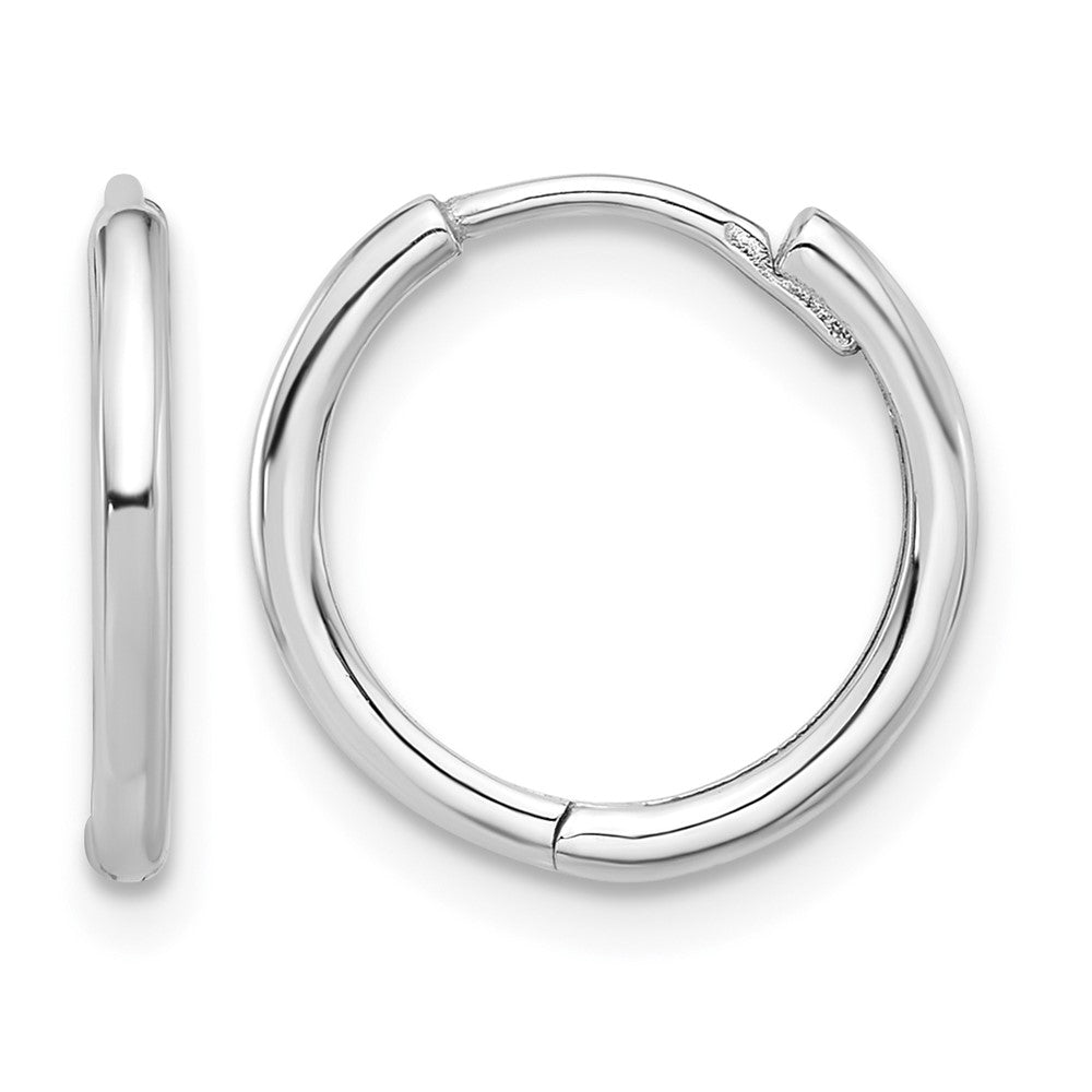 14K White Gold Polished Hinged Hoop Earrings