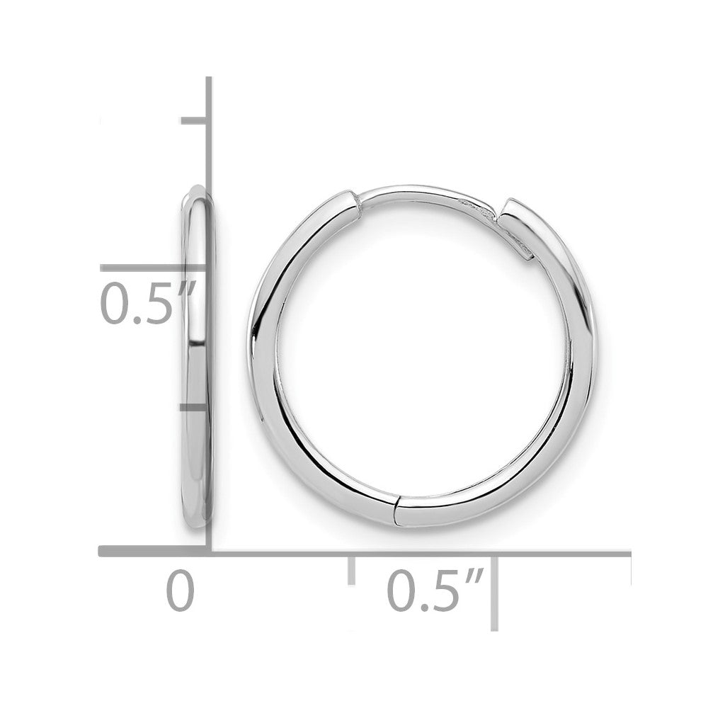 14K White Gold Polished Hinged Hoop Earrings