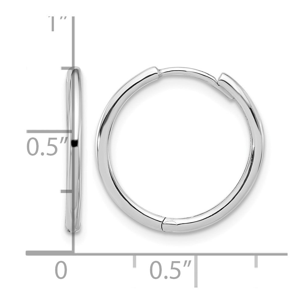 14K White Gold Polished Hinged Hoop Earrings
