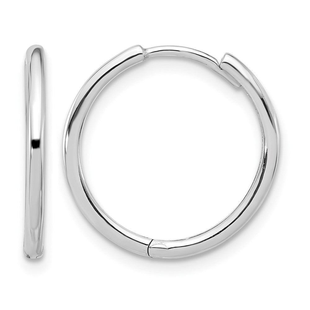 14K White Gold Polished Hinged Hoop Earrings