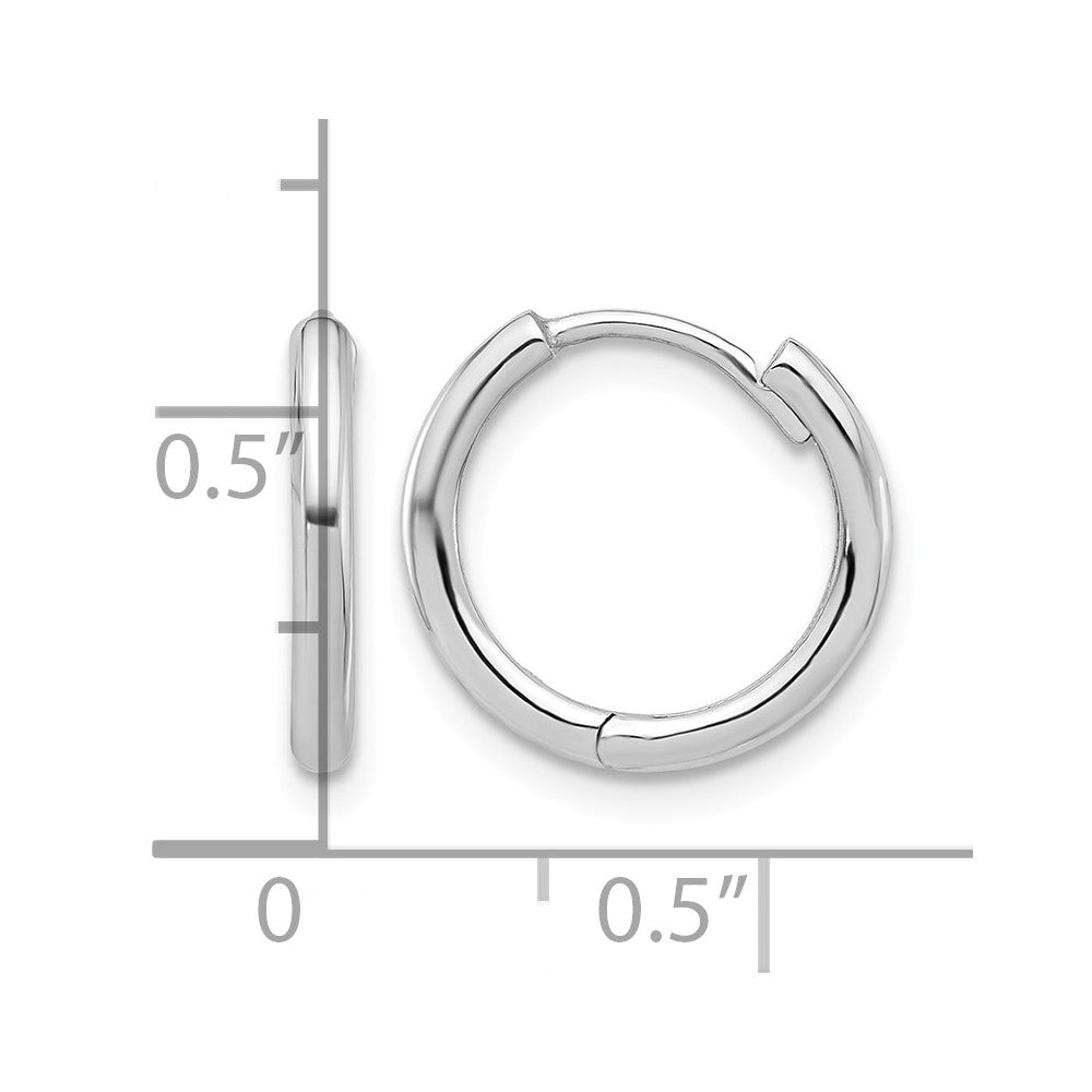 14K White Gold Polished Hinged Hoop Earrings