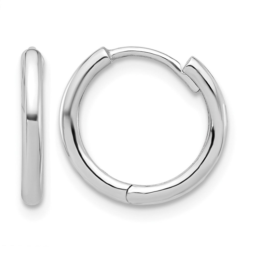 14K White Gold Polished Hinged Hoop Earrings