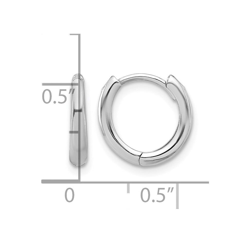 14K White Gold Polished Hinged Hoop Earrings