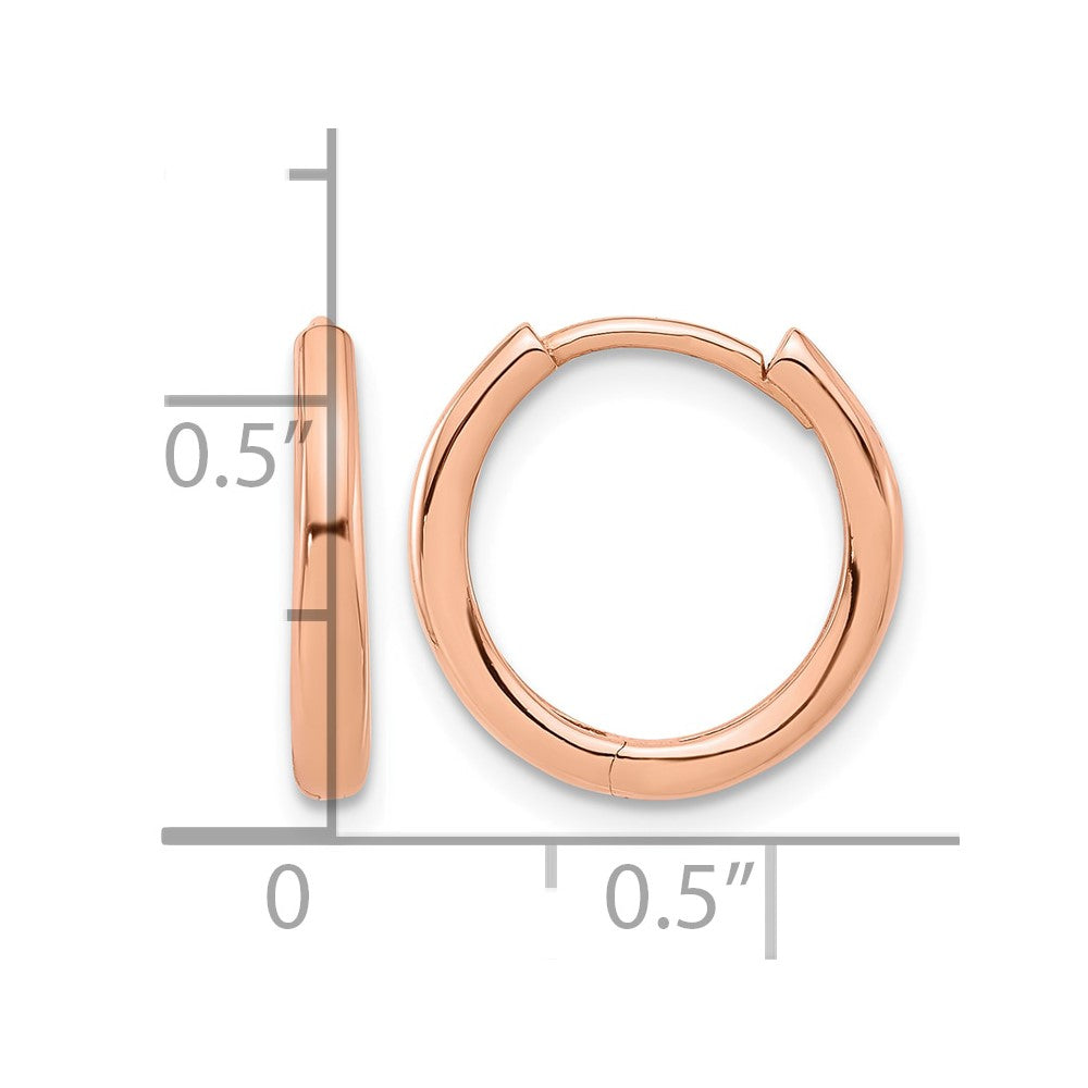 14K Rose Gold Polished Hinged Hoop Earrings