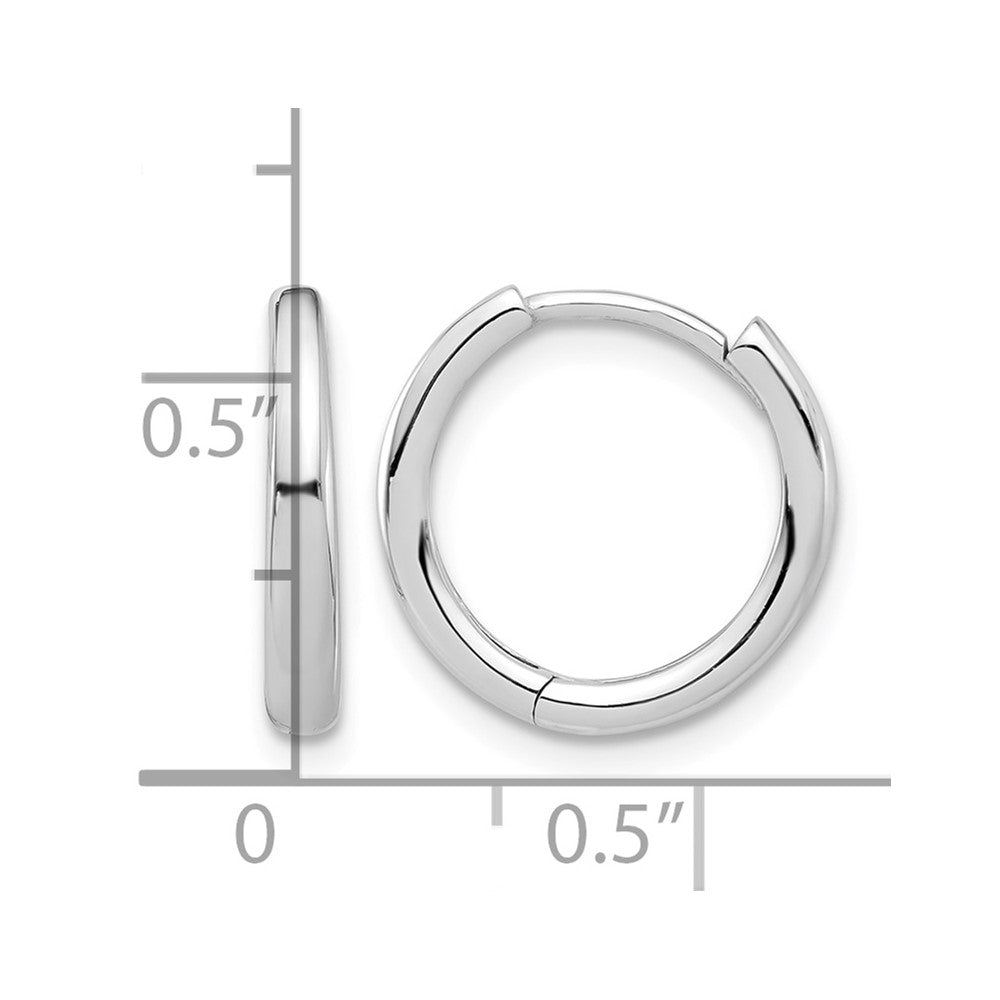 14K White Gold Polished Hinged Hoop Earrings