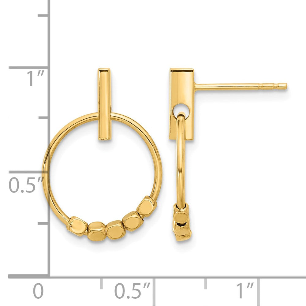 14K Polished Circle Dangle Post Earrings