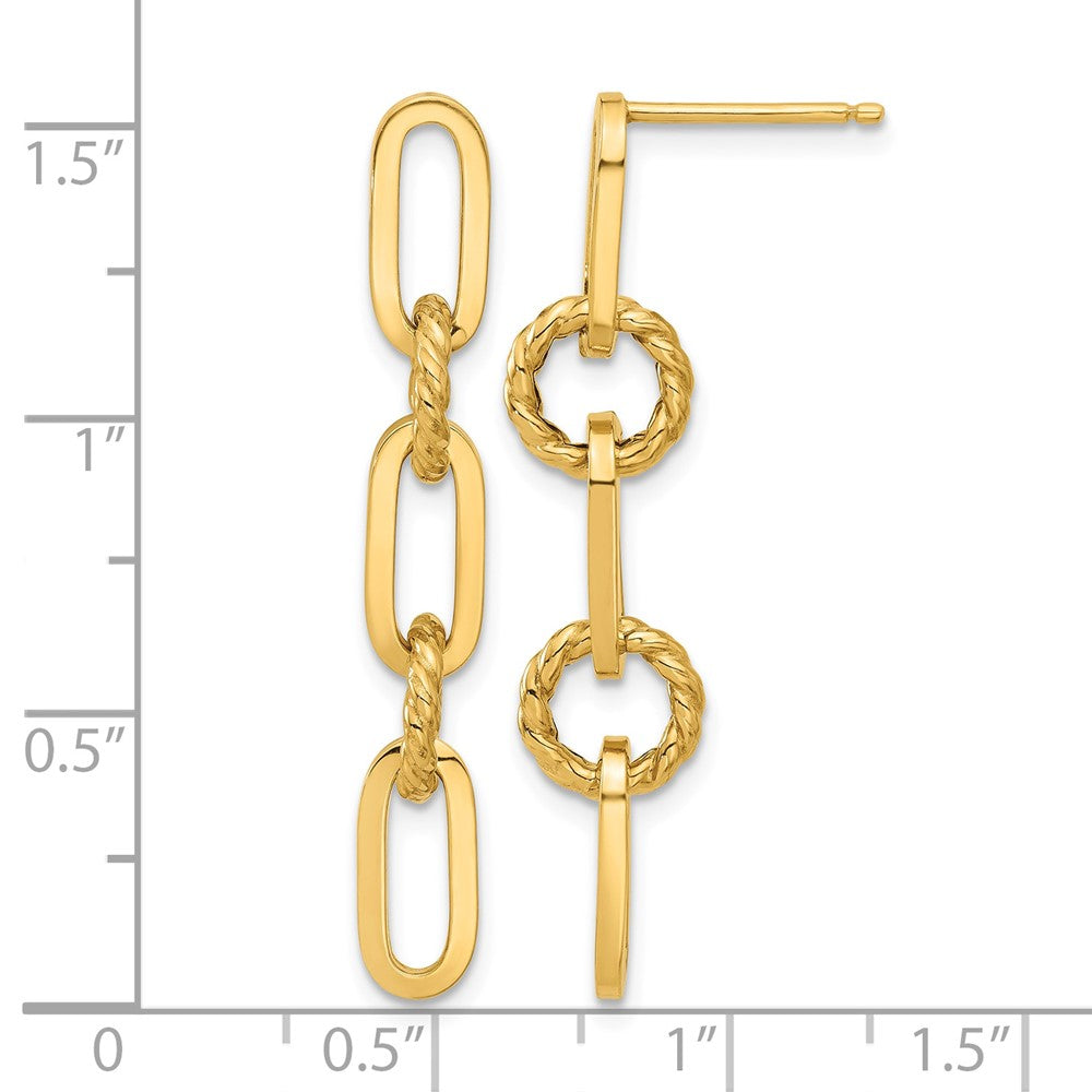 14K Polished Chain Link Dangle Post Earrings