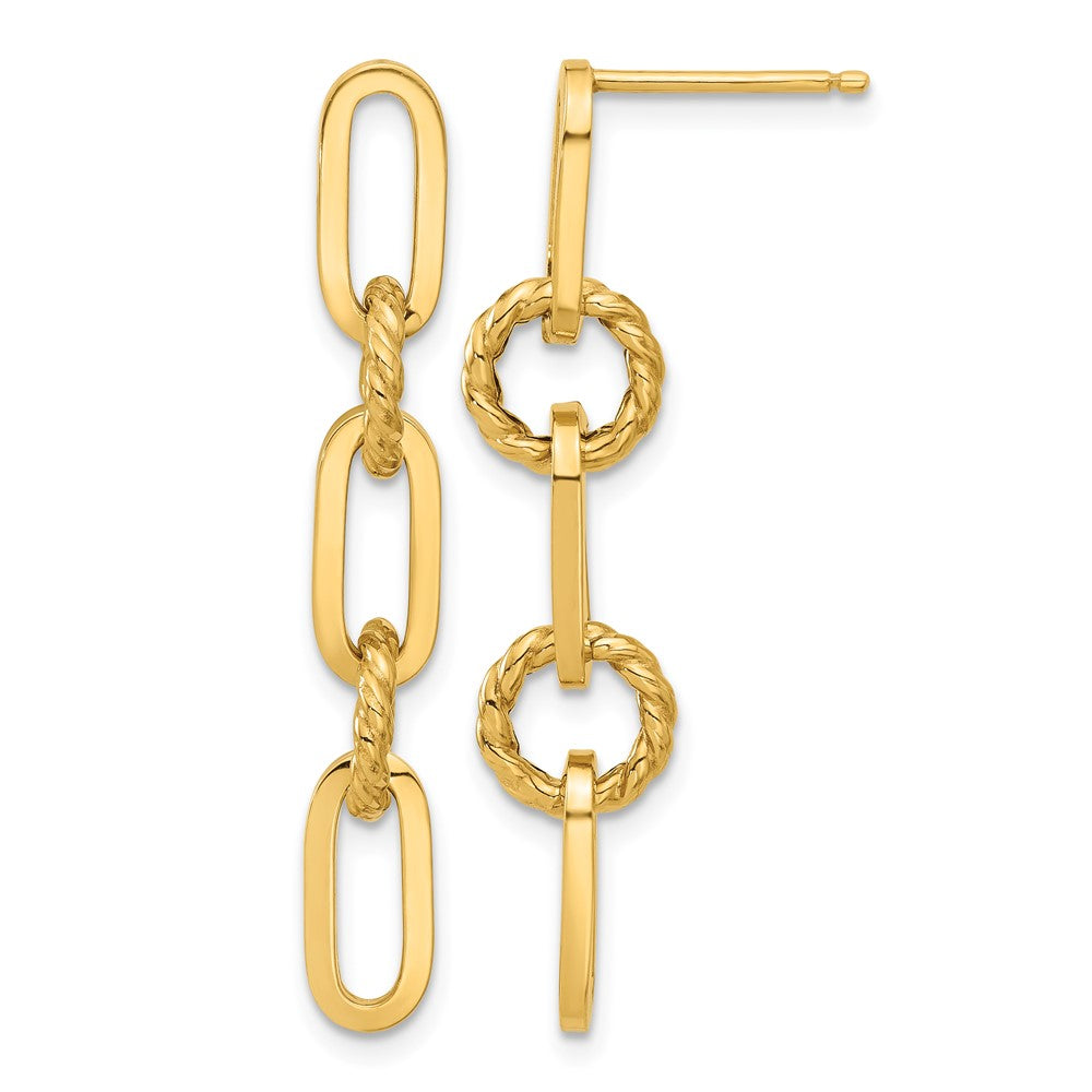 14K Polished Chain Link Dangle Post Earrings