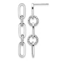 14K White Gold Polish and Twisted Chain Link Dangle Post Earrings