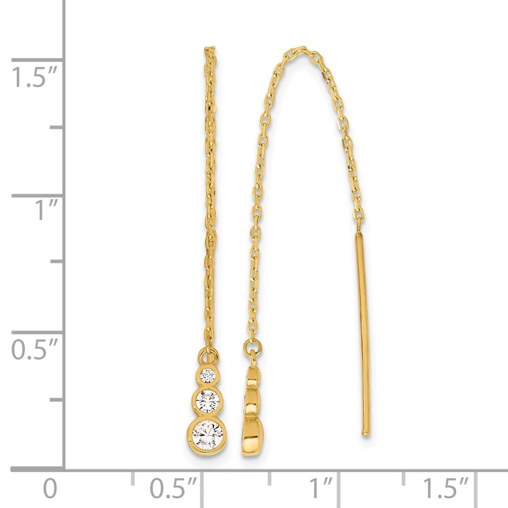 14K Polished CZ Threader Earrings