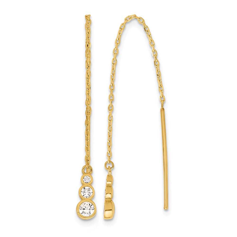 14K Polished CZ Threader Earrings