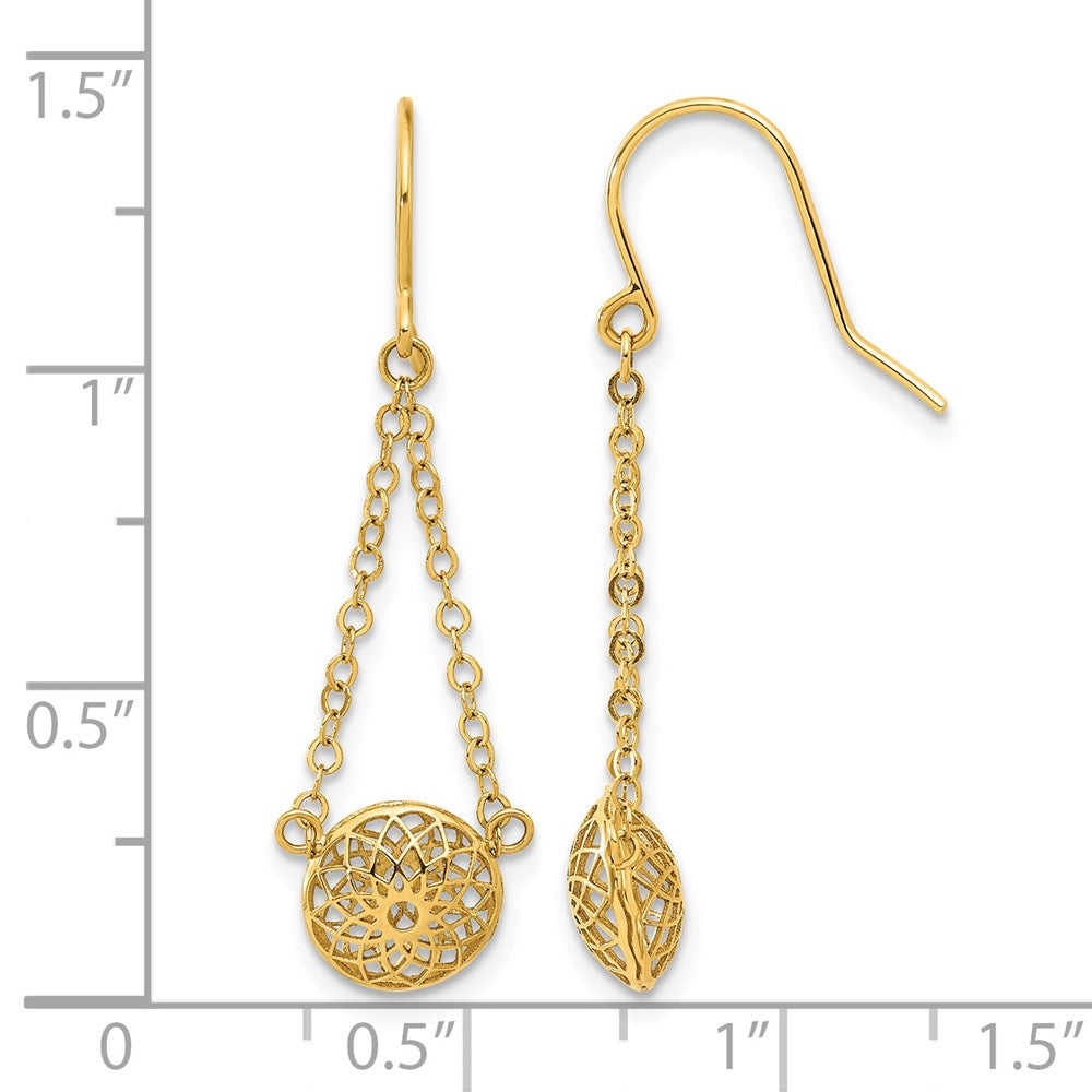 14k Polished Cut Out Hollow Dangle Earrings